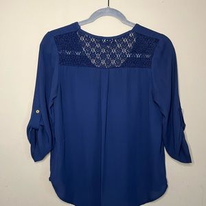 Papermoon 3/4 sleeve navy blue blouse.